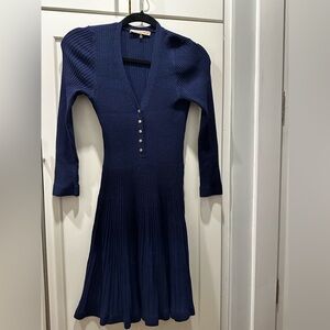 Tanya Taylor Navy Blue Long Sleeve Dress